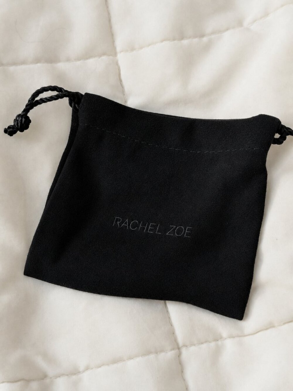 Rachel Zoe Black Velveteen Drawstring Jewelry Dust Bag for Gift Giving